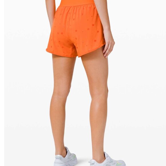 Lululemon RARE Hotty Hot Short 4" *Logo Poco Logo Foil Amber Orange Size 10 - Picture 4 of 15